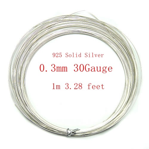 925 Solid Sterling Silver Wire,16 20 24Gauge, Half Hard Round Wire1M of 0.3  0.4 0.5 0.6 0.8 1mm Silver wire,Bead Wire